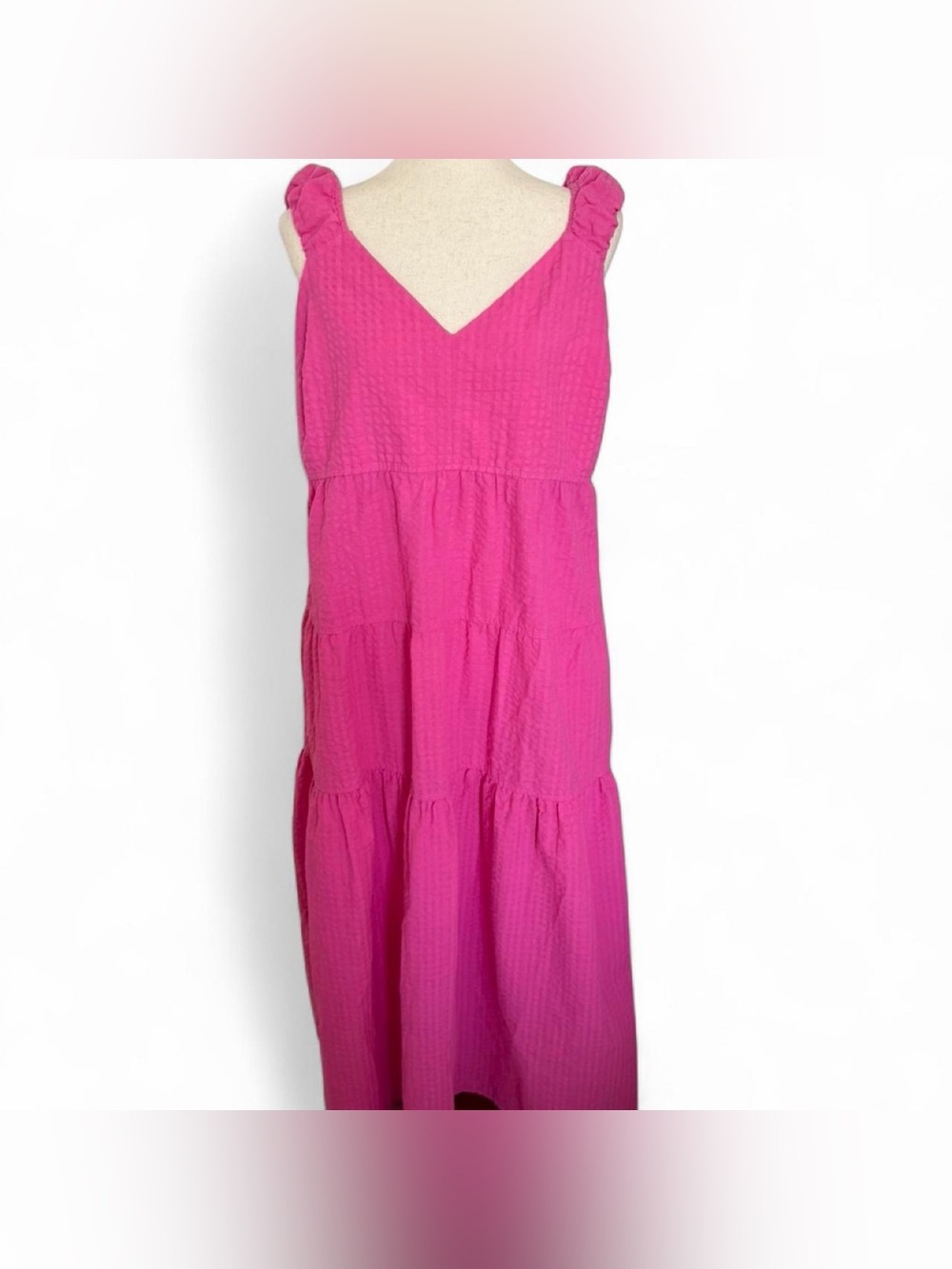 OLD NAVY Tiered Pink Maxi Dress Large TALL Countrycore Cottage Praire Pockets - Picture 2 of 10